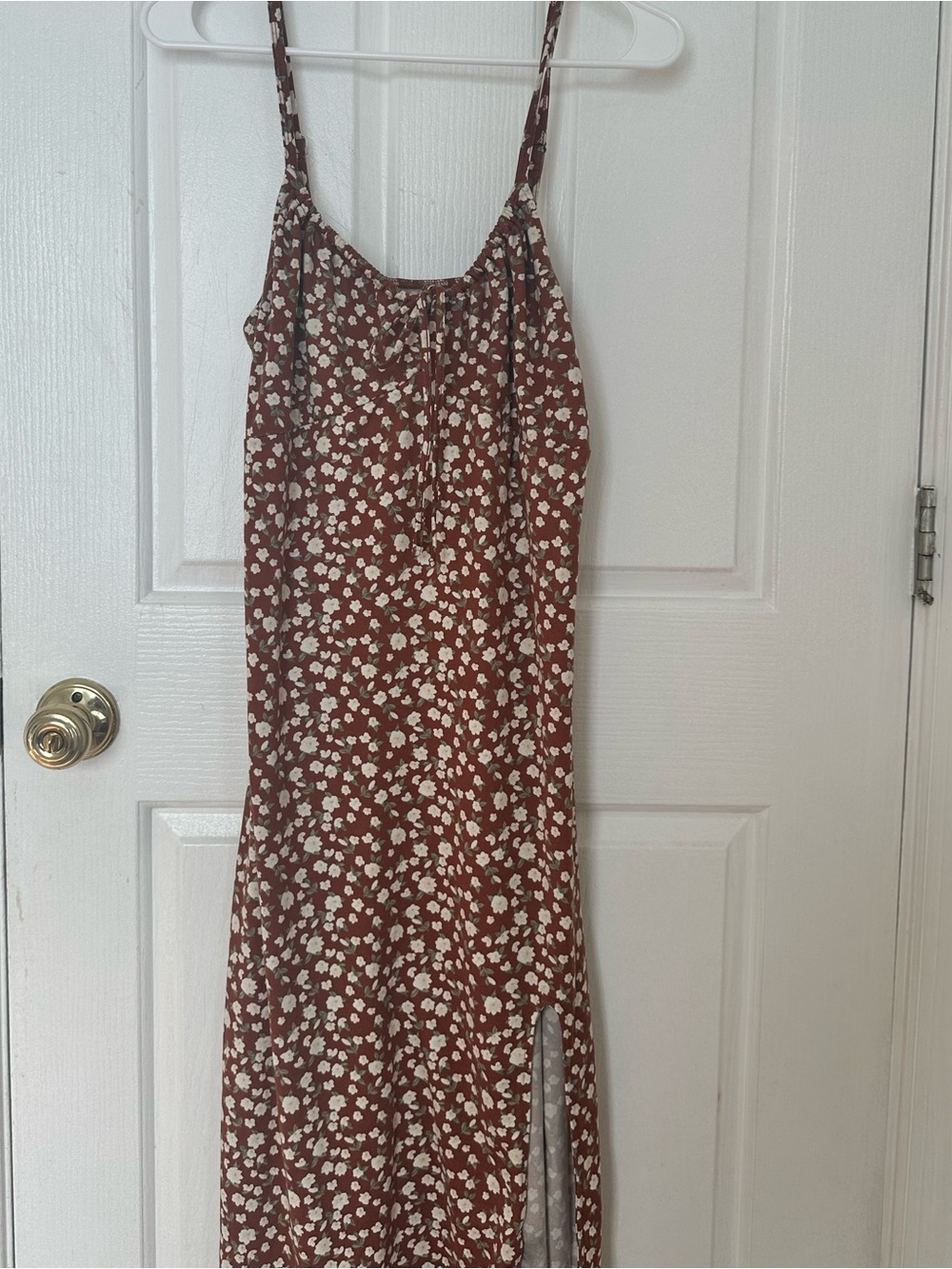 Hollister Brown Floral Maxi Slip Dress with White Daisies